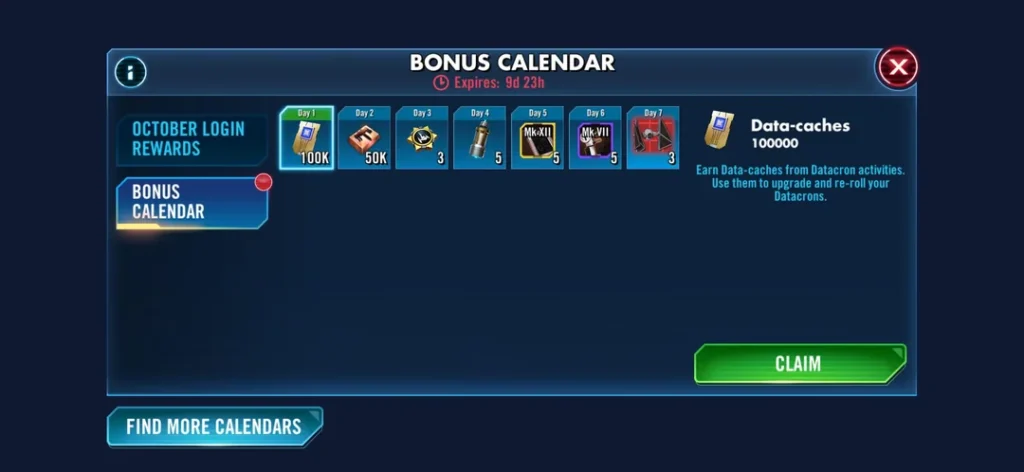 Daily Free Rewards in the SWGOH Webstore